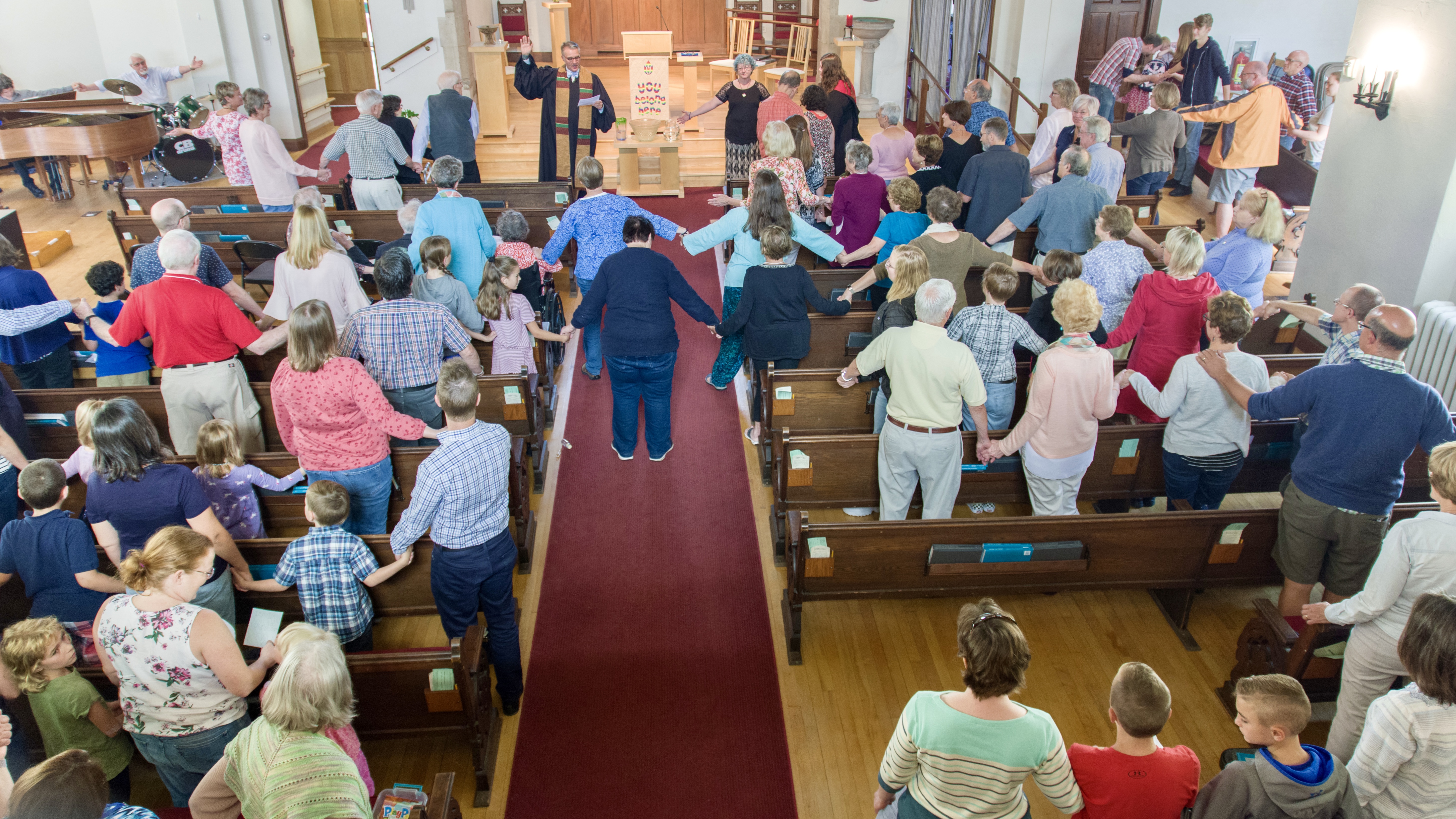 Joining Hands during Sunday Service